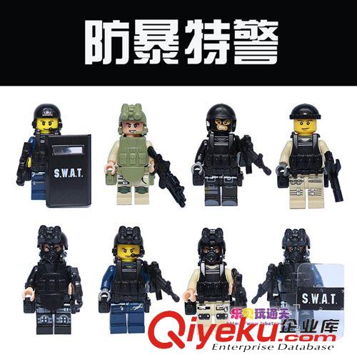 群隆將牌 zp將牌 軍事人仔 swat反恐tj隊(duì)公仔積木玩具 特種兵8款 78057原始圖片2