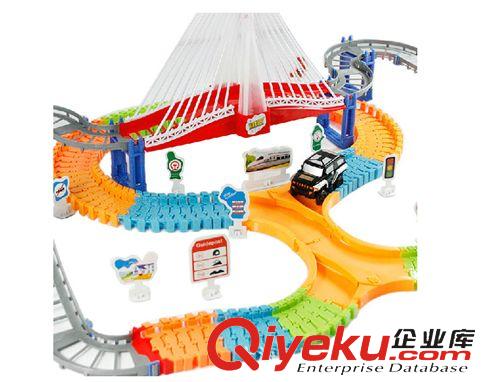 電動軌道 奮銘zp 迷你卡通城 雙層組合軌道車 兒童益智拼裝玩具 6403