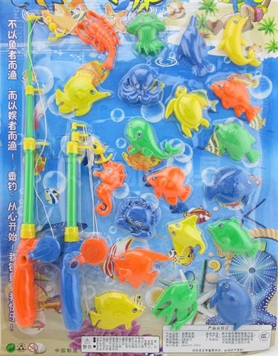 沙灘系列，水槍系列，釣魚 供應雙桿釣魚22PCS 磁性釣魚套裝 海底世界釣魚玩具 熱銷產(chǎn)品6492