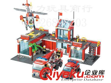 塑膠積木 廠家直銷 開智品牌拼插積木  8051 消防局