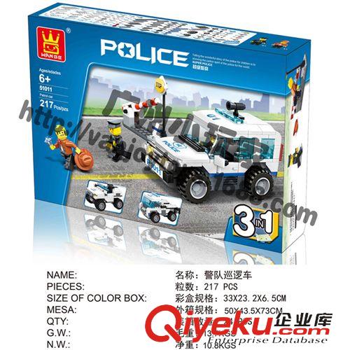 小顆粒套裝積木 萬格立高益智拼裝超級jc新品上市巡邏車原始圖片2