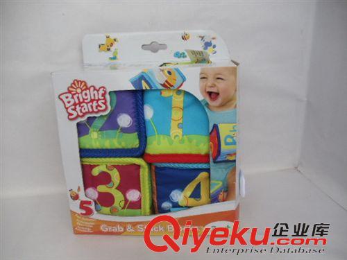 品牌嬰兒玩具 外貿原單全新原彩盒美國bright starts 嬰幼兒寶寶布藝積木