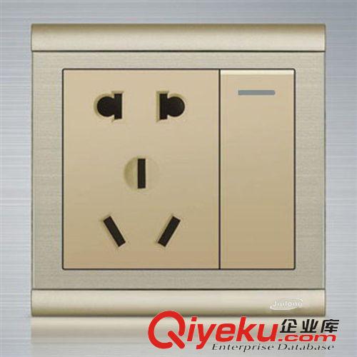 L3系列(不銹鋼拉絲) 廣東玖朧電器開關(guān)插座 86香檳金金屬面板 一位單控開關(guān)單聯(lián)開關(guān)