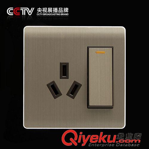 6.26新品 熱賣  家裝酒店工程墻壁開關批發(fā) X8豪金系列 一開雙控帶16A三孔