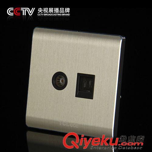 86-x8豪金系列 tjCCTV廣告品牌墻壁開關插座批發 X8豪金系列 電腦帶電視插座