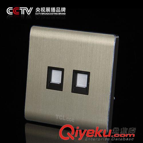 86-x8豪金系列 tjCCTV廣告品牌墻壁開關插座批發 X8土豪金系列 電腦帶電話插座