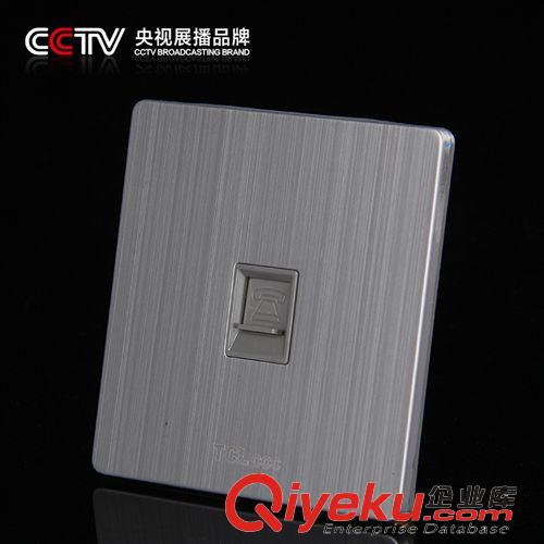 86-X5 炫銀系列 tj溫州廠家直銷墻壁開關(guān)插座不銹鋼拉絲開關(guān)插座電腦插座原始圖片2