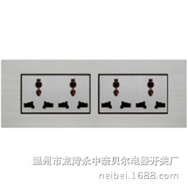 118-X5 炫銀系列 tj廠家直銷品牌不銹鋼拉絲墻壁開關(guān)插座X5-118十二孔插座