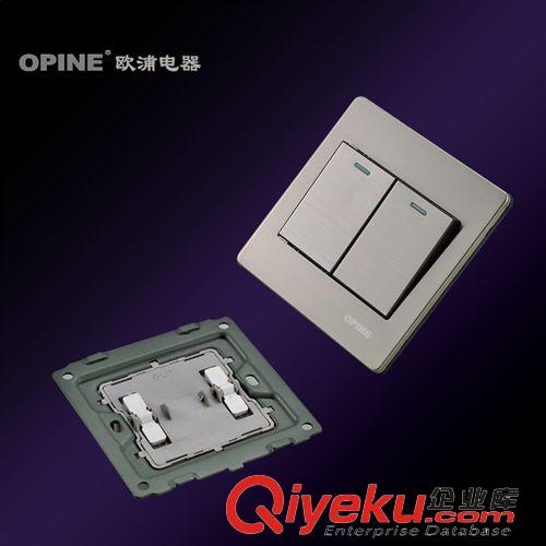 按開關分類 OPINE電器開關面板 不銹鋼面板二位墻壁開關插座 二開單控開關原始圖片2