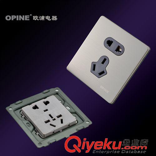 按插座分類 【企業集采】插座OPINE不銹鋼拉絲電源插座 開關插座五孔墻壁插座原始圖片2