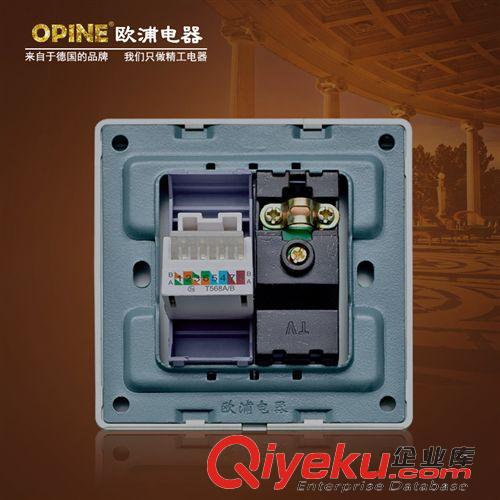 弱電板類 OPINE電器香檳 一位電視電腦插座面板 閉路電視墻壁插座開關(guān)廠家原始圖片3