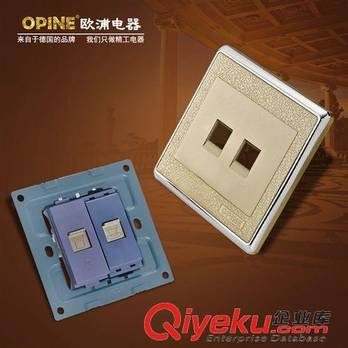 弱電板類 OPINE電器香檳色一位電話電腦插座面板 二芯電話八芯電腦墻壁插座原始圖片2