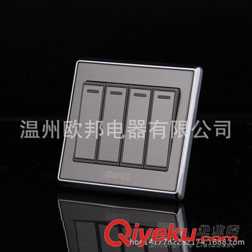 墻壁開關(guān)F7系列 新款墻壁開關(guān)插座廠家 不銹鋼拉絲面板四開單控開關(guān)四位開關(guān)插座原始圖片2