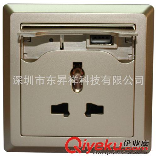 單USB充電插座 USB充電墻壁插座 手機充電插座 帶USB充電接口插座（香檳金色）