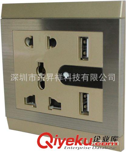 雙USB充電插座 墻壁插座 五多功能插座 USB墻壁插座 2.1A雙USB充電插座帶夜燈