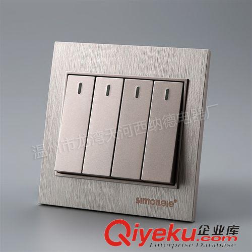 Q3香檳系列 誠(chéng)信廠家 專業(yè)批發(fā) 開(kāi)關(guān)面板 四開(kāi)單控開(kāi)關(guān) gd家用墻壁開(kāi)關(guān)原始圖片2