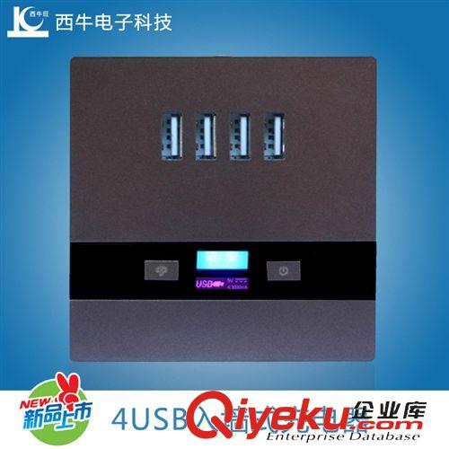 墻壁插座 創(chuàng)意插座 4個USB接口的墻壁插座 5V 3A帶LED小夜燈電源插座帶開關(guān)原始圖片3