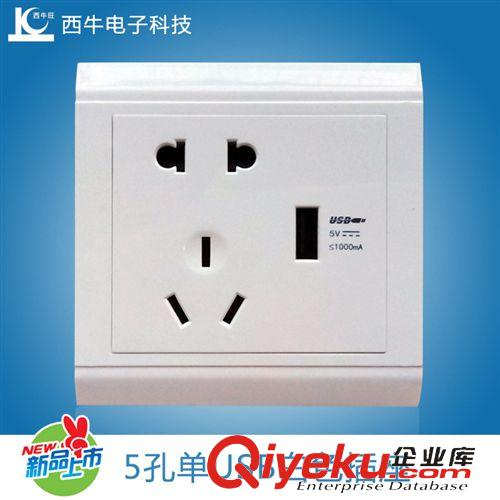 1A     USB墻壁插座 86型5孔墻壁開關(guān)　帶USB插孔充電的墻壁插座　多功能插座 西牛旺