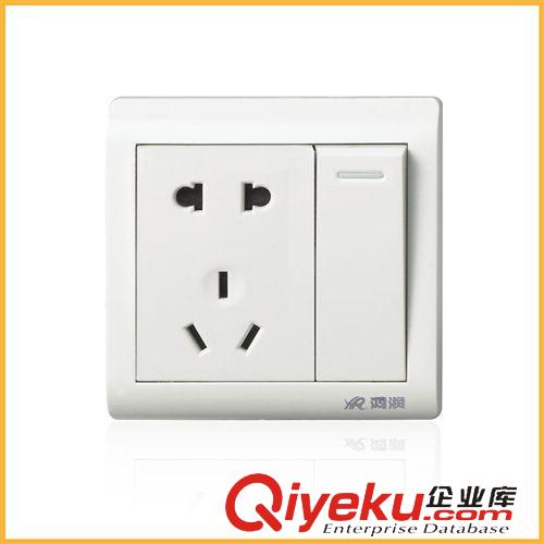 精品推薦 廠家供應(yīng) 鴻潤(rùn)86型一開(kāi)雙控墻面開(kāi)關(guān)插座 帶五孔插座多用開(kāi)關(guān)面板原始圖片2