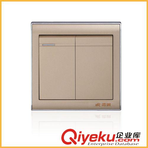 按功能搜索 廠家直銷 HR8D-022二位雙控開關 鴻潤高品質香檳色系列墻壁開關原始圖片2