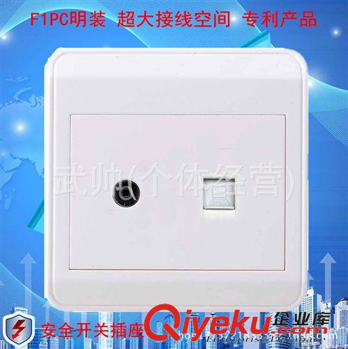 F1明裝 廠家直銷 專利明裝墻壁開關(guān)插座 全PC面板賓利F1明裝電視電話連體