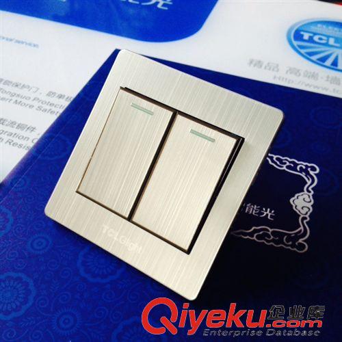富貴銀G01系列 TCL glight智能光不銹鋼拉絲 雙開開關面板二開單控 雙聯(lián)單控開關