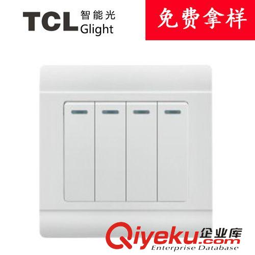 美倫山系列 TCL Glight智能光墻壁開關插座面板 86型雅白 四開雙控四聯開關