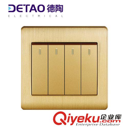 D2全塑拉絲系列 d2-004四位單控開關(guān) 臥室客廳四位控開關(guān) 墻壁插座金色開關(guān)原始圖片3