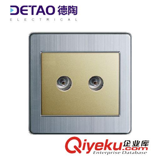 D3不銹鋼拉絲系列 d3-016二位電視插座 墻壁不銹鋼拉絲開關(guān)插座面板原始圖片3