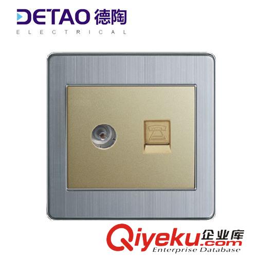 D4鋁拉絲系列（銀邊） d4-015一位電話插座 鋁拉絲系列電話網(wǎng)絡(luò)插座