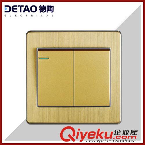 D4鋁拉絲系列（銀邊） 時尚鋁拉絲系列兩檔家裝開關(guān) d4-002二位單控開關(guān)