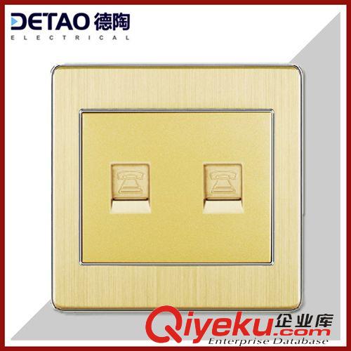 D4鋁拉絲系列（銀邊） d4-017二位電話插座 鋁拉絲系列電話網(wǎng)線插座