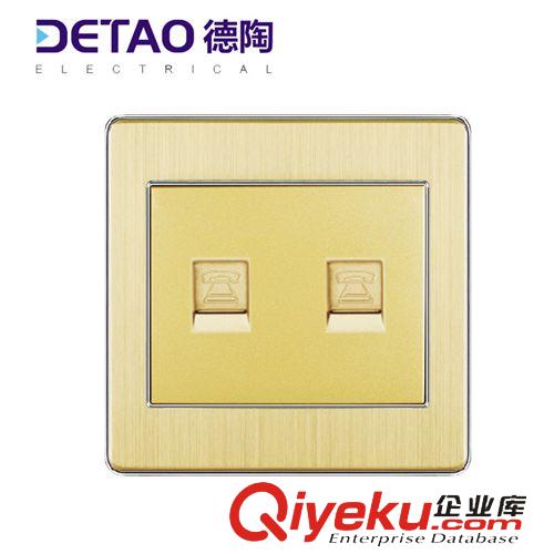 D4鋁拉絲系列（銀邊） d4-017二位電話插座 鋁拉絲系列電話網(wǎng)線插座
