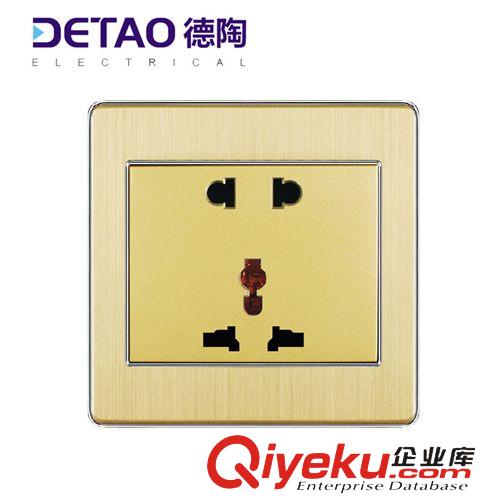 D4鋁拉絲系列（銀邊） d4-009鋁拉絲系列二極多功能插座 墻壁開(kāi)關(guān)插座面板原始圖片3