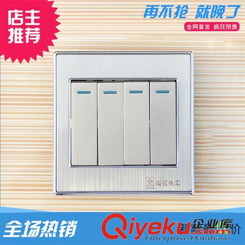 銀邊拉絲系列 廠家直銷 鍍邊框拉絲面板開關 二三極五孔墻壁插座 家用墻壁開關