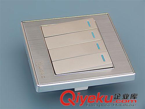 銀邊拉絲系列 廠家批發(fā) 不銹鋼拉絲面板LS四位單控開關 墻壁面板開關 家用開關原始圖片2
