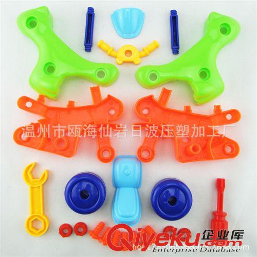 積木 兒童玩具批發 益智拆裝摩托車模型玩具 動手組裝早教DIY塑膠玩具