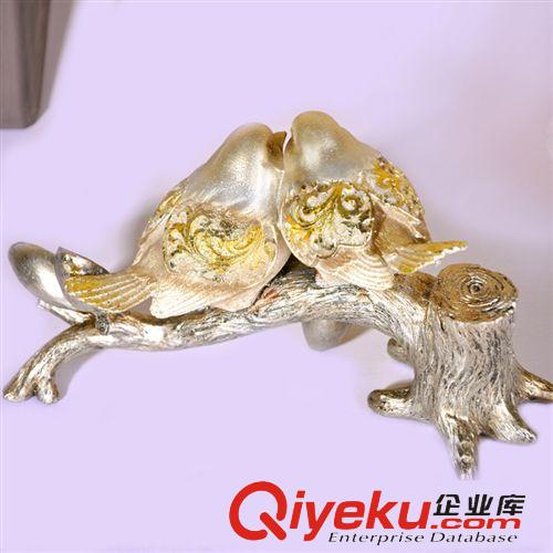 樹脂擺件 zakka雜貨歐式奢華樹脂金粉小雙鳥樹枝 家居裝飾擺件禮物淘寶貨源原始圖片3