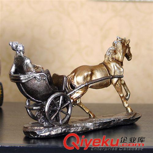 樹脂擺件 情侶馬車工藝品家居飾品歐式樹脂工藝馬擺件家居客廳新婚裝飾禮品原始圖片3