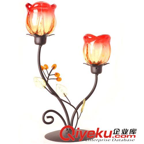 功能型擺件 廠家貨源鐵藝玫瑰花燭臺兩頭 獨特的燭光晚餐浪漫蠟燭架 禮品擺件原始圖片3