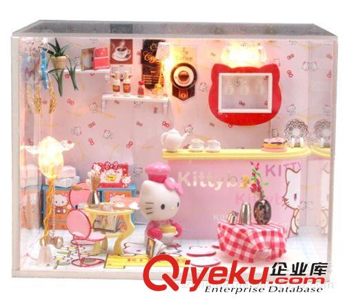 玻璃小屋 批發(fā)圣誕出口玩具DIY小屋   Hello kitty bar 手工拼裝模型娃娃屋