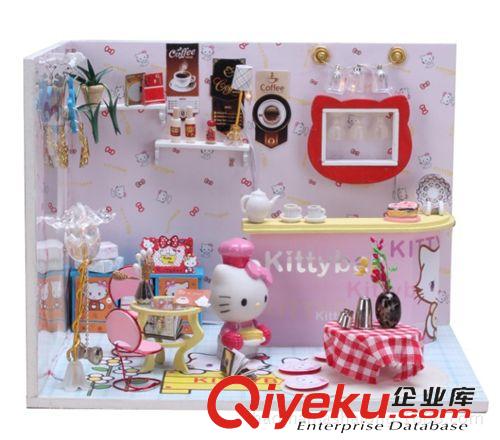 玻璃小屋 批發(fā)圣誕出口玩具DIY小屋   Hello kitty bar 手工拼裝模型娃娃屋