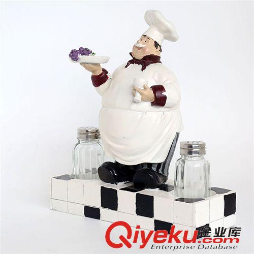 家居擺件 可愛的胖廚師造型歐美樹脂工藝品 家居裝飾品擺件香料瓶架原始圖片3