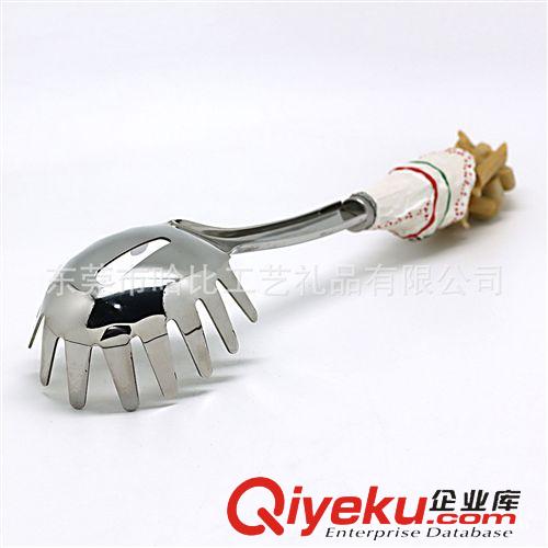 樹脂不銹鋼 精美雕刻花茶壺造型樹脂手柄不銹鋼長柄撈勺原始圖片3