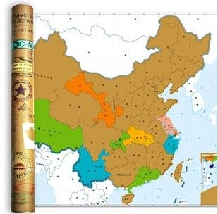 戶外產(chǎn)品 旅行人生探索刮刮地圖 中國版 中國地圖  記錄海報(bào)用品