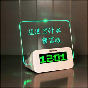 時鐘鬧鐘 奇玩 留言板時鐘 鬧鐘/LED電子鐘 大屏幕浪漫熒光 帶USB HUB