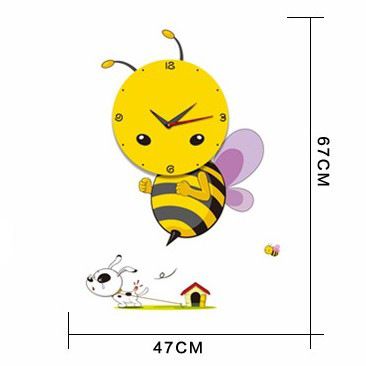 時鐘鬧鐘 奇玩 創意可愛3D花顏墻貼掛鐘 DIY墻紙壁鐘 卡通兒童靜音掛鐘原始圖片2