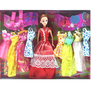 芭比玩具系列 盒裝芭比娃娃玩具 禮盒套裝美少女娃娃 8套衣服欣妮娃娃 女孩玩具原始圖片2