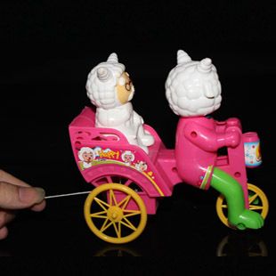 嬰幼兒玩具系列 批發拉線卡通喜洋洋踩三輪車 鈴聲拉線喜洋洋 益智卡通拉線三輪車