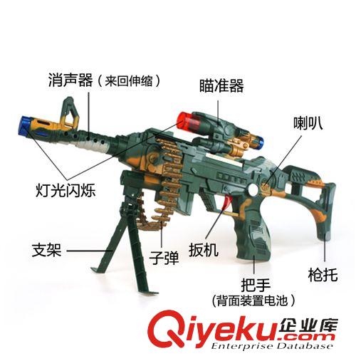 軍事遙控 廠家直銷迷彩紅外線語音槍 震動(dòng)帶子彈沖鋒槍八音玩具槍A555-3原始圖片2